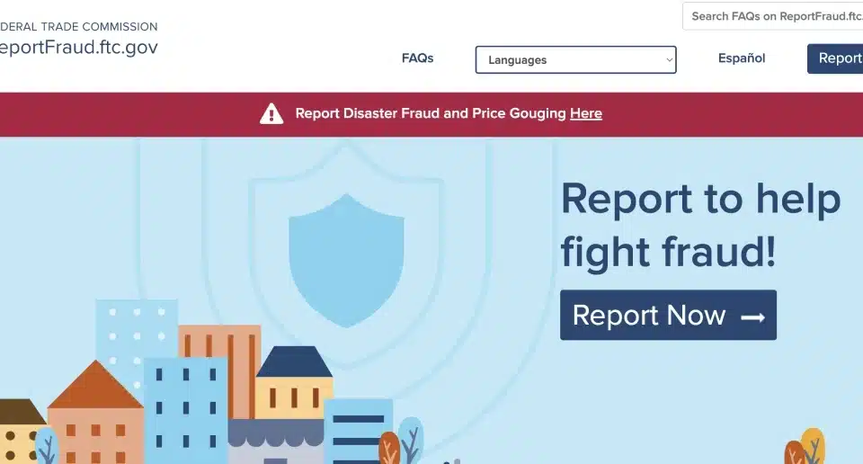 Report Fraud FTC.gov website