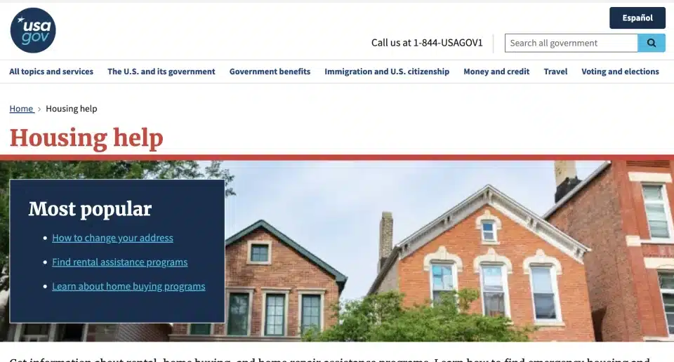 USA.gov Housing Help website